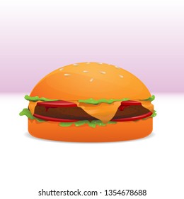 Vector illustration of Cheeseburger. Appetizing burger for menu or banners