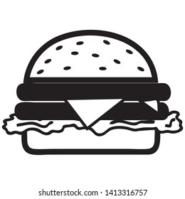Vector illustration of a cheeseburger icon or symbol
