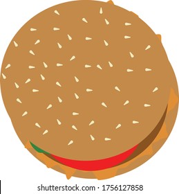 Vector Illustration Cheeseburger with Seasame Seed Bun