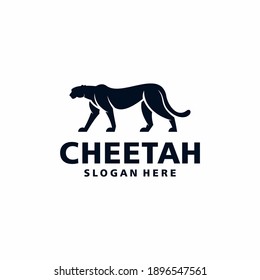 Vector illustration of cheetah logo in dark color on white background.