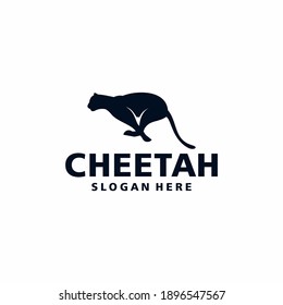 Vector illustration of cheetah logo in dark color on white background.