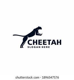 Vector illustration of cheetah logo in dark color on white background.