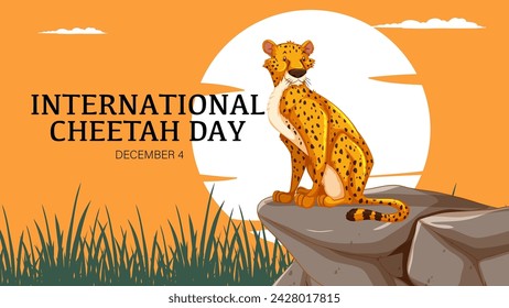 Vector illustration of a cheetah on International Cheetah Day.