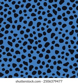 Vector illustration of a cheetah pattern in royal blue and black spots.