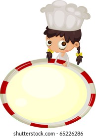 Vector illustration of chef with a blank sign.