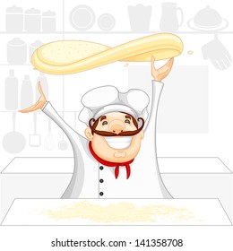 vector illustration of chef cooking in kitchen