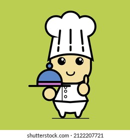 Vector Illustration of " Chef " Cute Kawai Doodle Cartoon Mascot. Suitable for Web Designer, Food Business