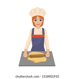 Vector illustration of chef and dough sign. Web element of chef and woman stock symbol for web.