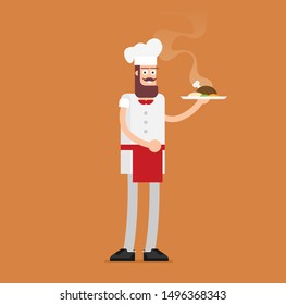 Vector illustration of chef. Flat design