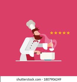 Vector illustration of chef. Flat design