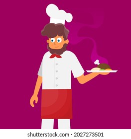 Vector illustration of chef. Flat design