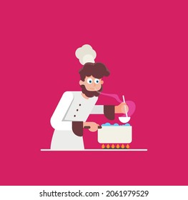 Vector illustration of chef. Flat design