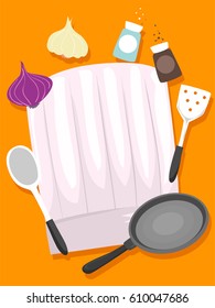 Vector Illustration of Chef Hats with Kitchen Elements