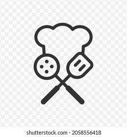 Vector illustration of chef icon in dark color and transparent background(png).