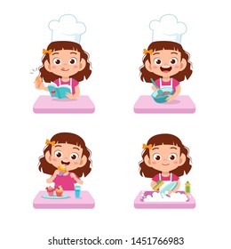 Vector Illustration Of Chef Kids Cooking