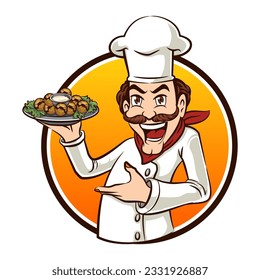 vector illustration of a Chef , logo design cartoon mascot