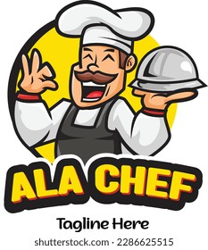 Vector illustration of chef mascot logo with premium quality stock 