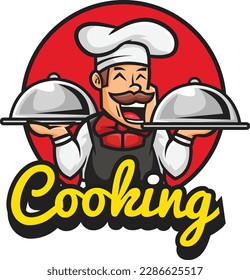 Vector illustration of chef mascot logo with premium quality stock 