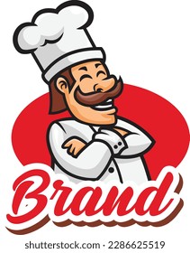Vector illustration of chef mascot logo with premium quality stock 