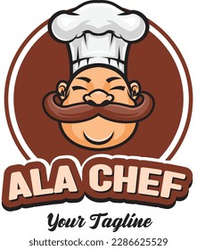 Ilustración vectorial del logotipo de la mascota del chef con material de primera calidad 