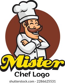 Ilustración vectorial del logotipo de la mascota del chef con material de primera calidad 