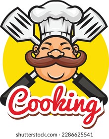Vector illustration of chef mascot logo with premium quality stock 