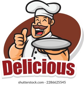 Vector illustration of chef mascot logo with premium quality stock 
