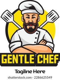 Vector illustration of chef mascot logo with premium quality stock 