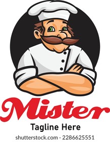 Vector illustration of chef mascot logo with premium quality stock 