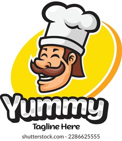 Ilustración vectorial del logotipo de la mascota del chef con material de primera calidad 