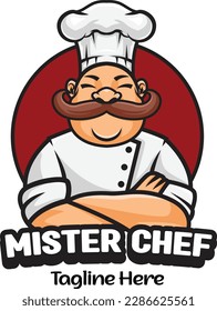 Vector illustration of chef mascot logo with premium quality stock 