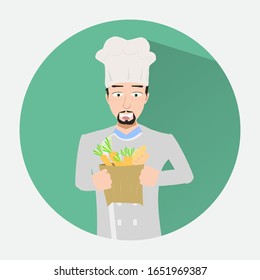 Dibujo vectorial de un chef que prepara un plato nuevo
