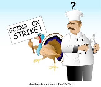 vector illustration of a chef preparing for thanksgiving