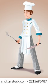 ilustración vectorial de un chef listo para cocinar