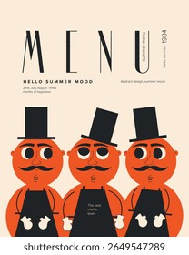 Vector illustration. Chef restaurant menu, poster, banner, cover, postcard. Retro style.