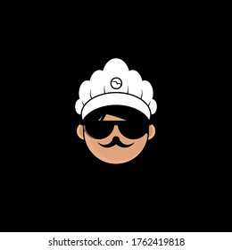 Dibujo vectorial de un chef con gafas de sol y bigote.