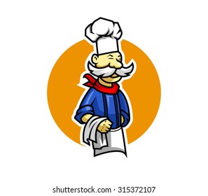 A vector illustration of chef with white mustaches