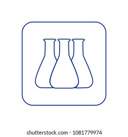 Vector illustration of chemical lab test tube icon. Micro biology laboratory flask symbol. Scientist laboratory equipment isolated.