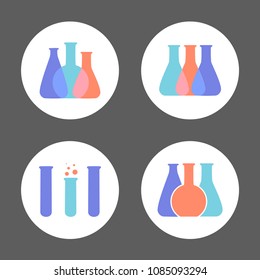 Vector illustration of chemical lab test tube icon. Micro biology laboratory flask symbol. Scientist laboratory equipment isolated.