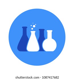 Vector illustration of chemical lab test tube icon. Micro biology laboratory flask symbol. Scientist laboratory equipment isolated.