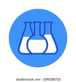 Vector illustration of chemical lab test tube icon. Micro biology laboratory flask symbol. Scientist laboratory equipment isolated.