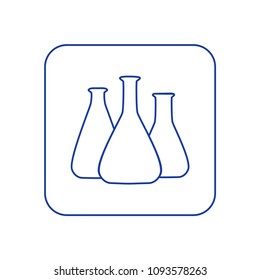 Vector illustration of chemical lab test tube icon. Micro biology laboratory flask symbol. Scientist laboratory equipment isolated.