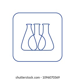 Vector illustration of chemical lab test tube icon. Micro biology laboratory flask symbol. Scientist laboratory equipment isolated.