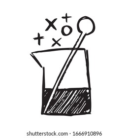 Ilustración vectorial de un ícono de tubo de prueba de laboratorio químico en fondo aislado. Utilice este icono de dibujo manual o esbozo para diseño gráfico, póster, diseño de Pantalones y mucho más.