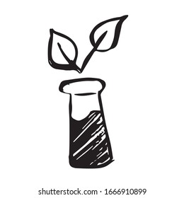 Vector Illustration of Chemical Lab Test Tube Icon on Isolated Background. Use This Hand Drawing or Sketch Icon For Graphic Design, Poster, Shirt Design and More.