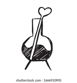 Vector Illustration of Chemical Lab Test Tube Icon on Isolated Background. Use This Hand Drawing or Sketch Icon For Graphic Design, Poster, Shirt Design and More.
