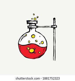 Ilustración vectorial de ícono de tubo de prueba de laboratorio químico en fondo aislado