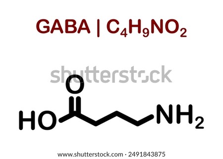 Vector illustration of chemical molecular formula of gamma-Aminobutyric acid or GABA on white background.