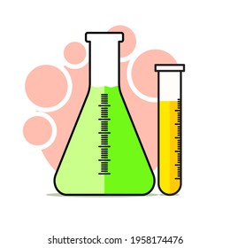 vector illustration of chemical tools for studying, education, medicine, chemistry, chemistry students, cosmetics, serum,