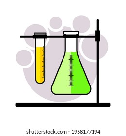 vector illustration of chemical tools for studying, education, medicine, chemistry, chemistry students, cosmetics, serum,